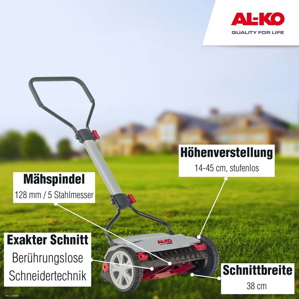Handrasenmäher mit Spindel