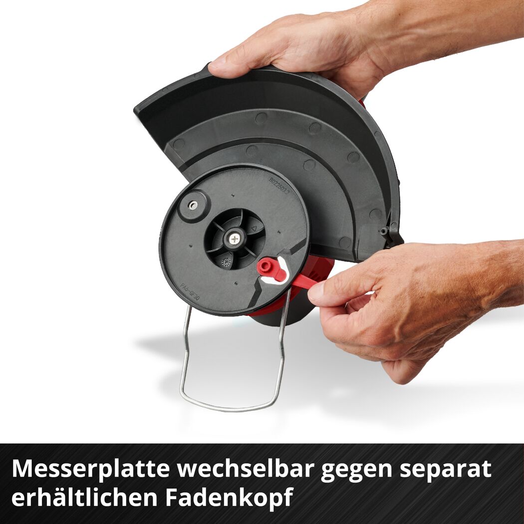 Fadenkopf wechseln mit Messerplatte