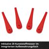 Vier rote Kunststoffmesser für Rasentrimmer