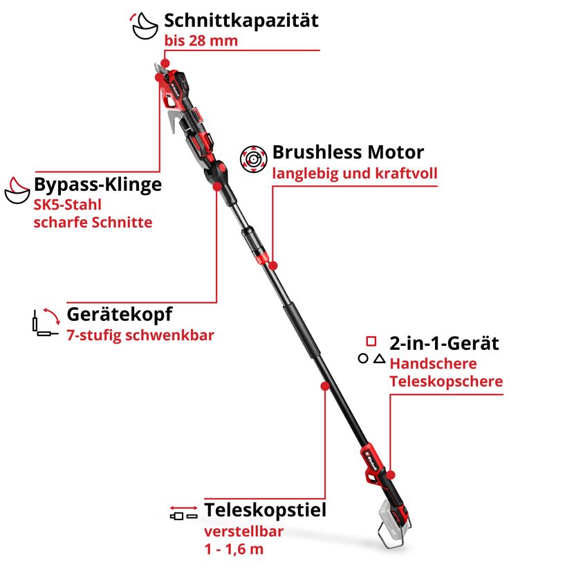 Teleskop-Astschere mit Bypass-Klinge