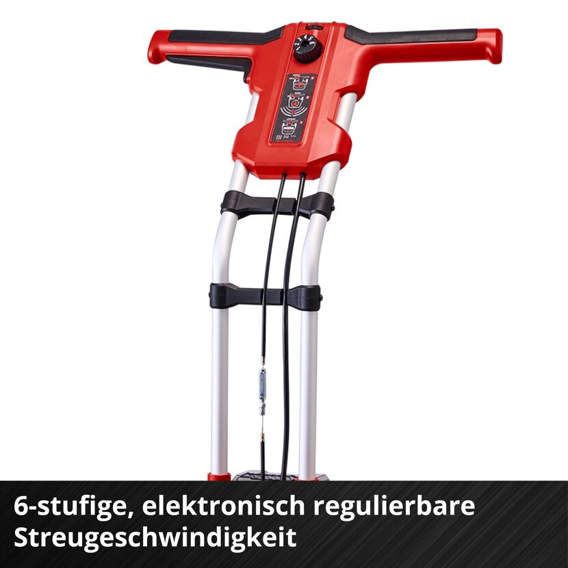 Griff eines Streuwagens mit Bedienfeld