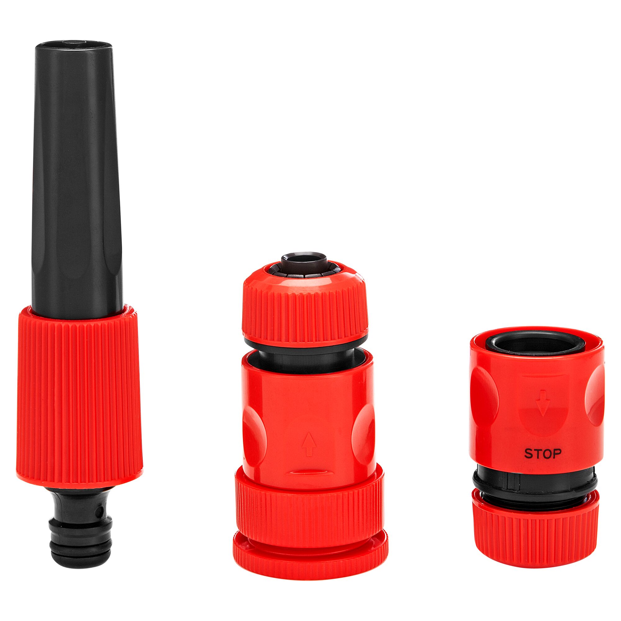 Drei Teile eines Bewässerungssets