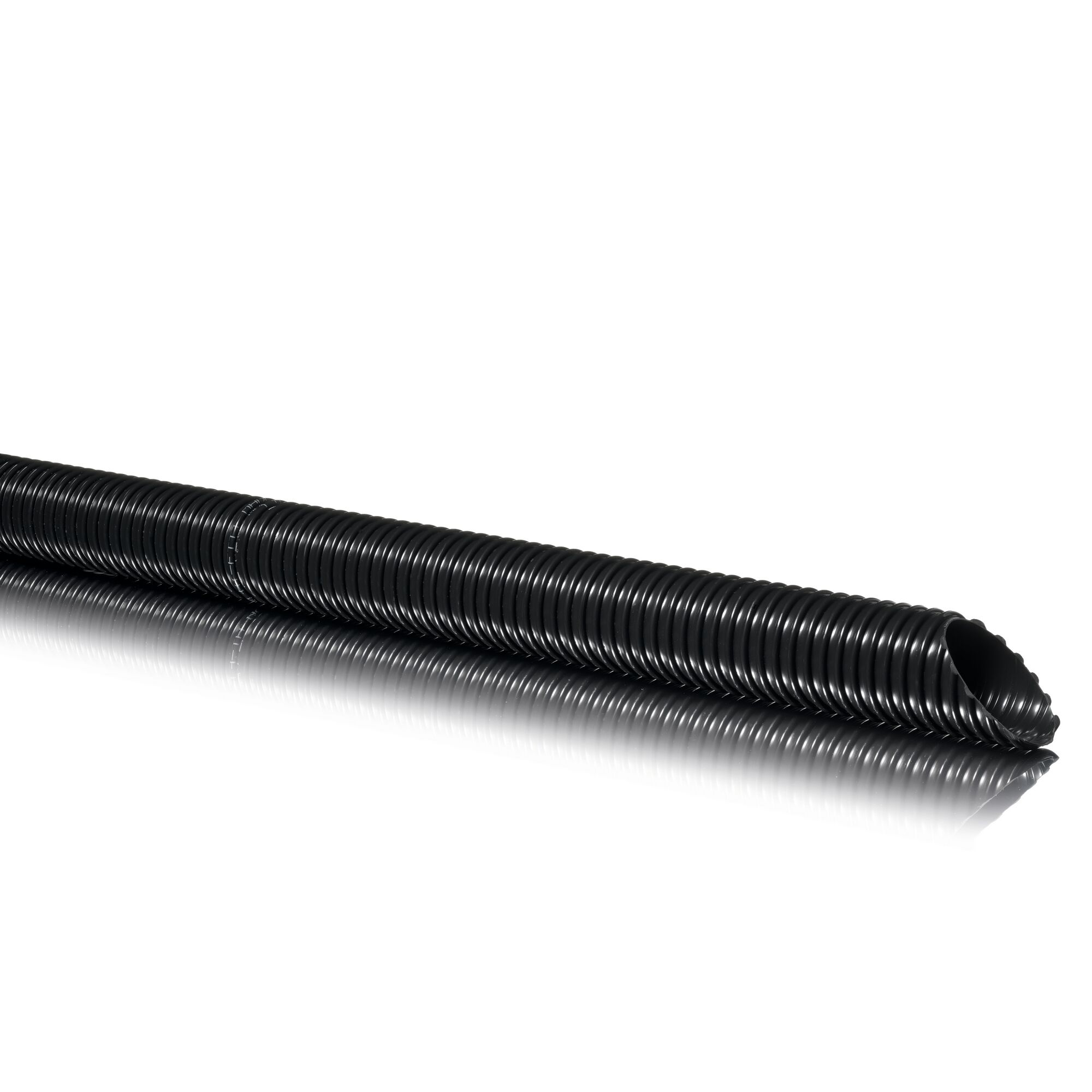 Schwarzer Schlauch LIGHT-FLEX auf weißem Grund.