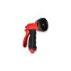 Rote Gartenbrause mit schwarzem Griff