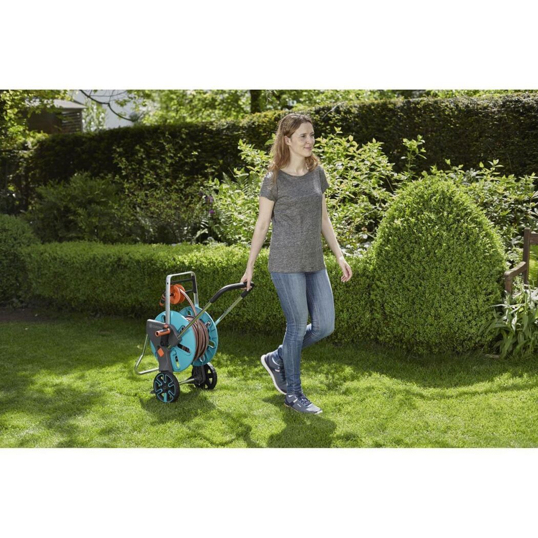 Schlauchwagen-Set 'CleverRoll M Easy' türkis, orange 20 m Schlauchkapazität