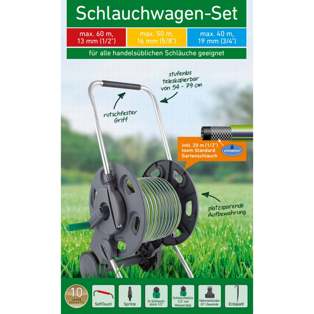 Schlauchwagen-Set anthrazit, grün 20 m Schlauchkapazität