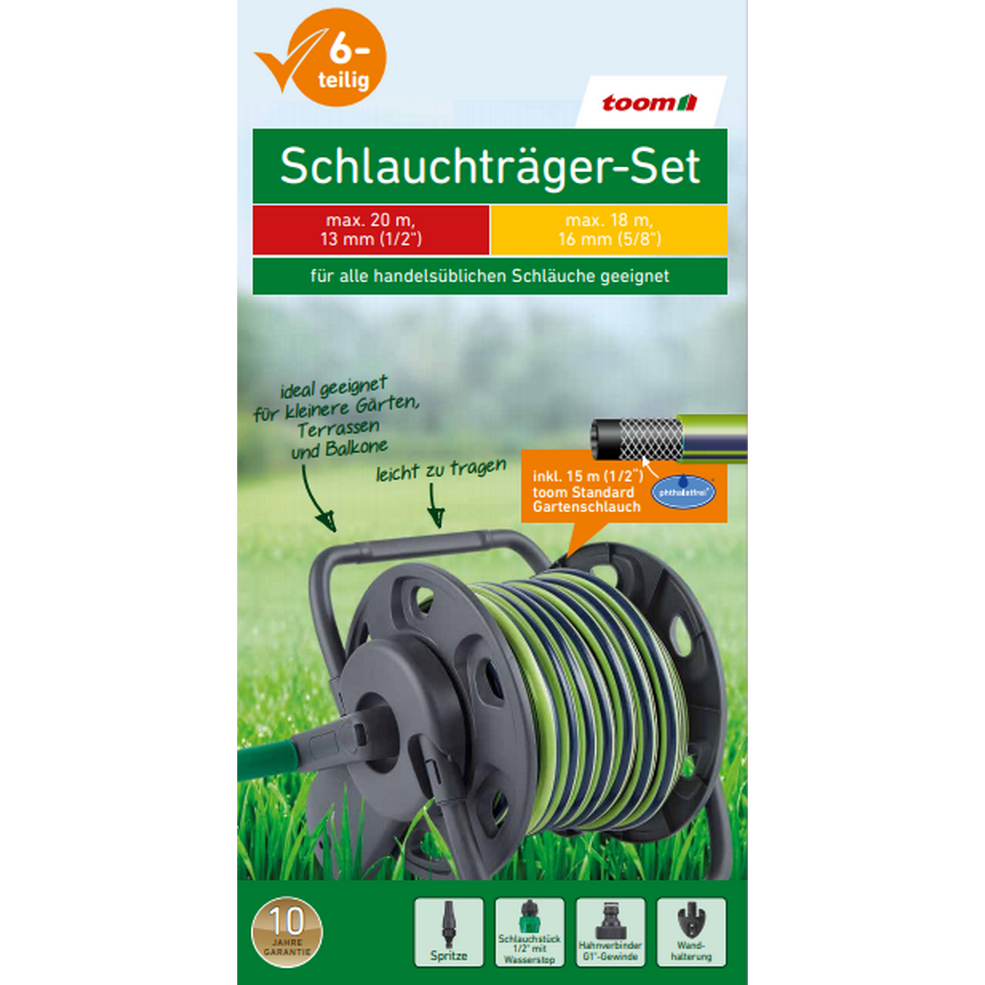 Schlauchträger-Set anthrazit/grün 15 m, 6-teilig + product picture