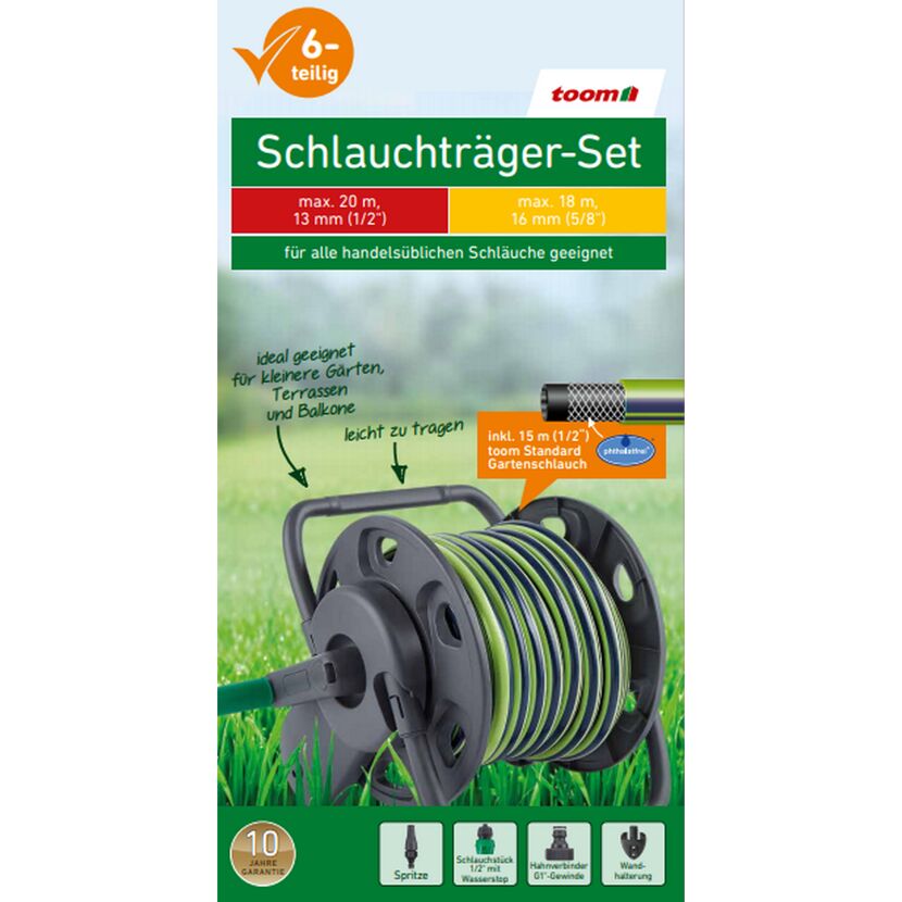 Schlauchträger-Set 6-teilig anthrazit, grün 15 m Schlauchkapazität