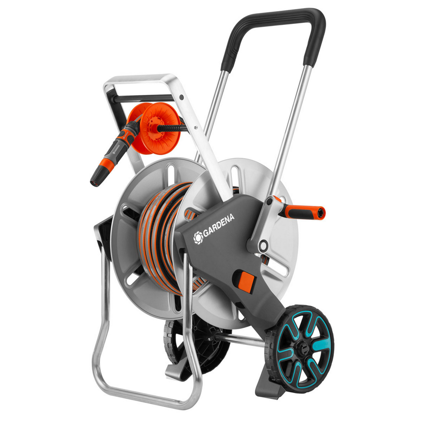 Schlauchwagen-Set 'CleverRoll M Easy Metall' silbern, orange 25 m Schlauchkapazität