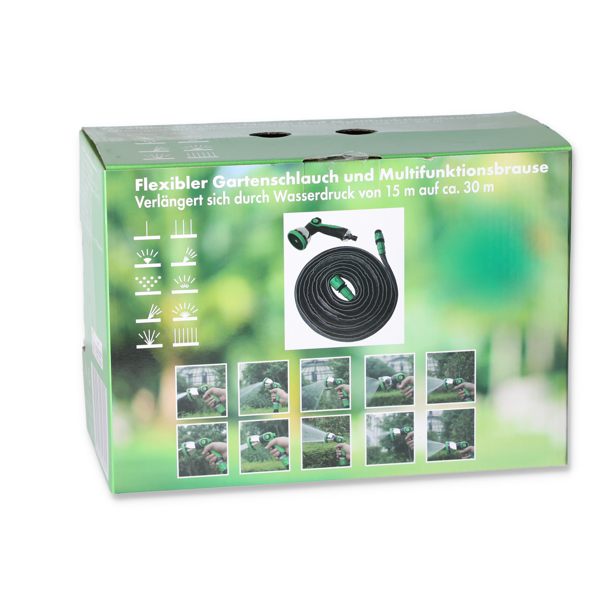 Flex-Gartenschlauch mit Multifunktionsbrause 7,5-15 m + product picture
