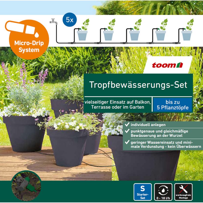 toom Tropfbewässerungs-Set für bis zu 5 Pflanztöpfe