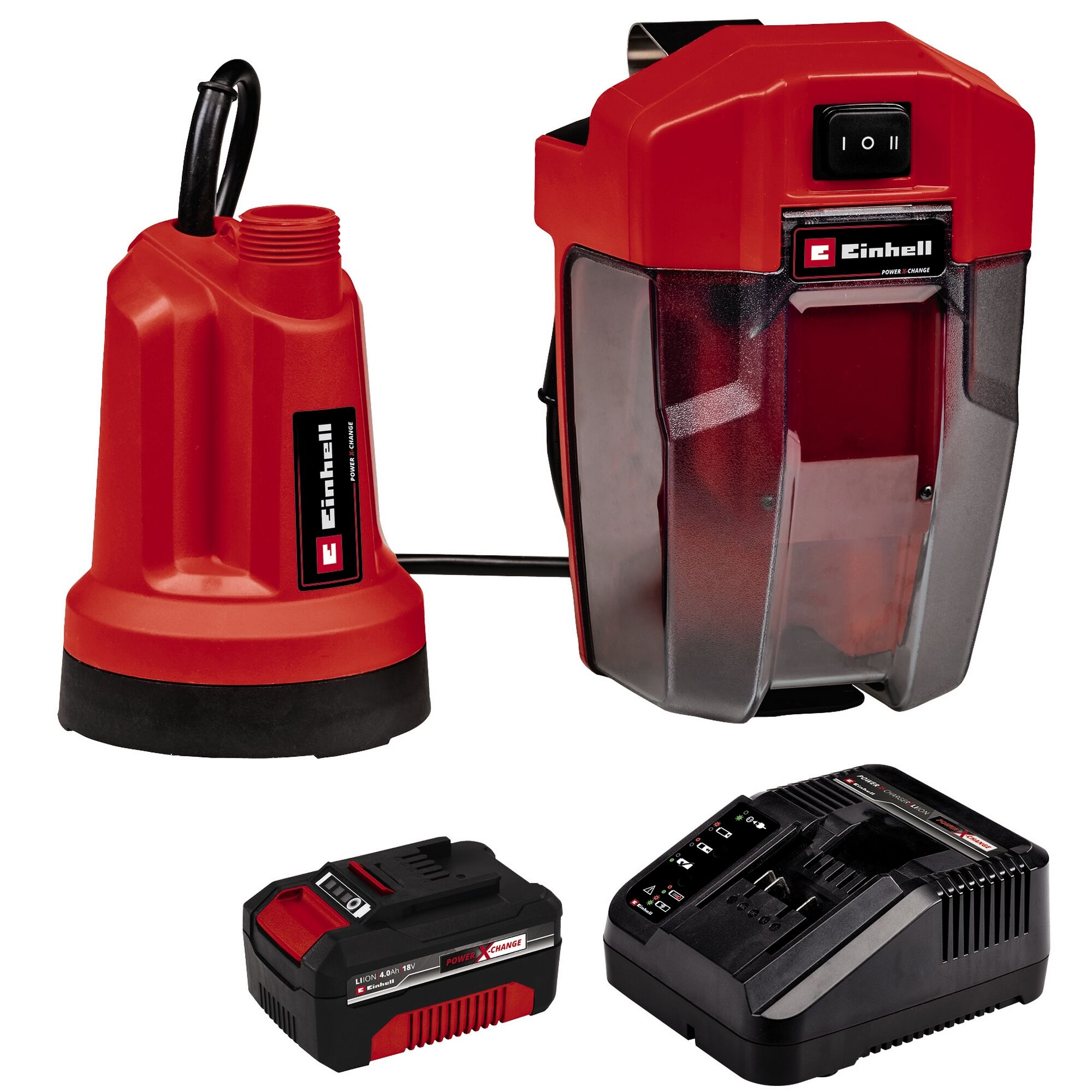 Einhell Klarwasserpumpe, Akku, Ladegerät