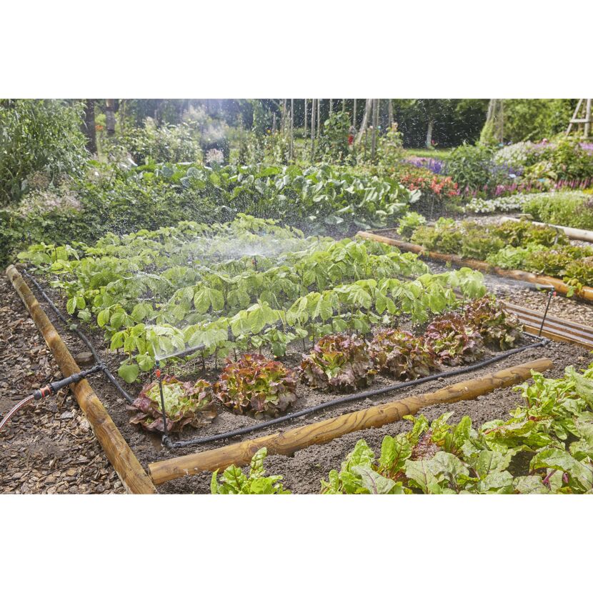 Bewässerungssystem im Gemüse- und Blumenbeet
