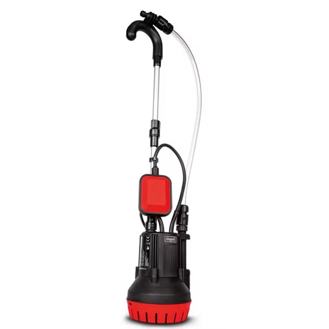 Gartenpumpe BAP350 von T.I.P. mit langem Schlauch und rotem Schaltkasten