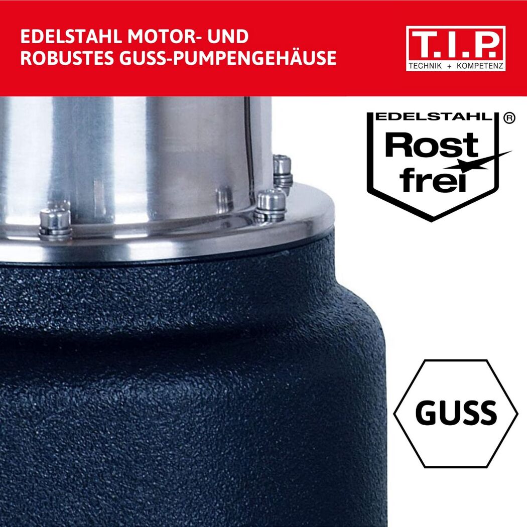 Rostfreies Gehäuse einer Gartenpumpe aus Gusseisen
