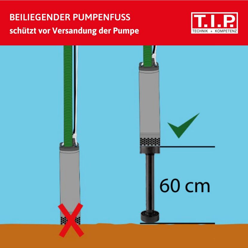 Tiefpumpe mit und ohne Pumpenfuß