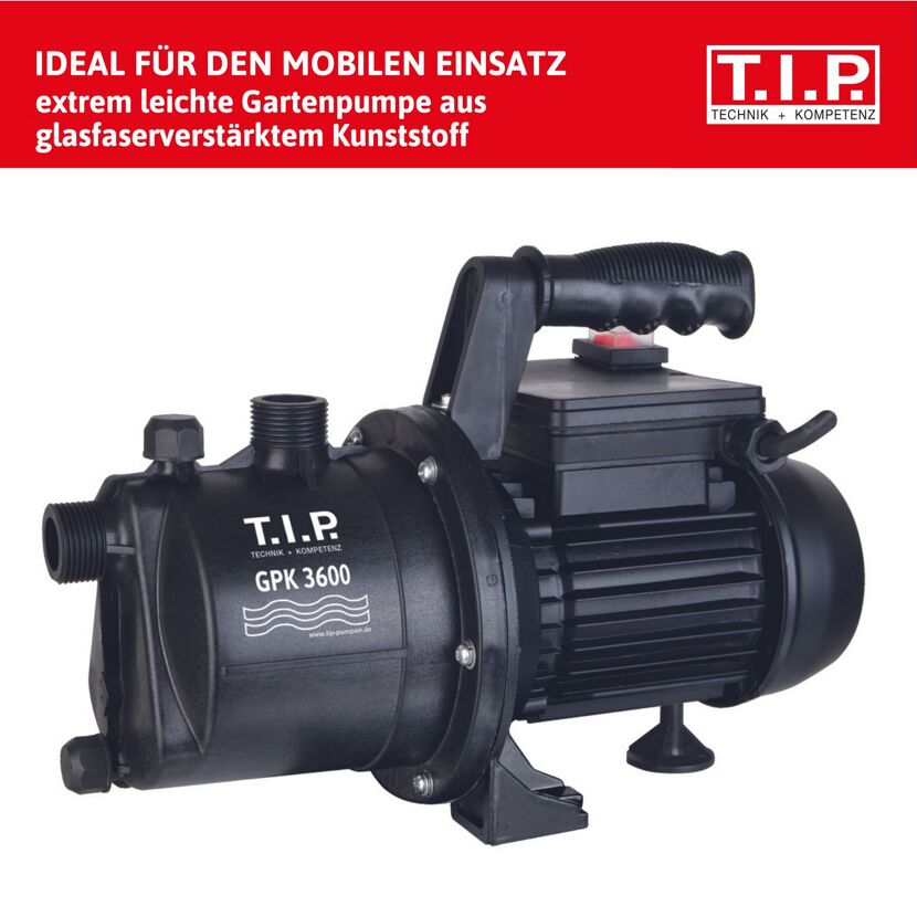 Schwarze Gartenpumpe T.I.P. GPK 3600