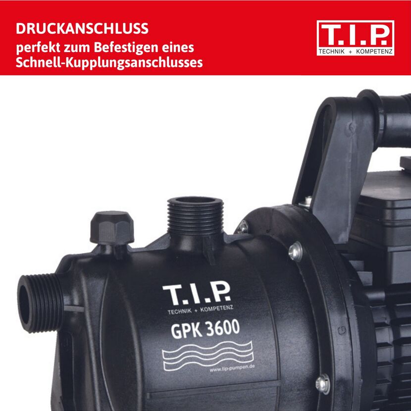 Schwarze Gartenpumpe T.I.P. GPK 3600