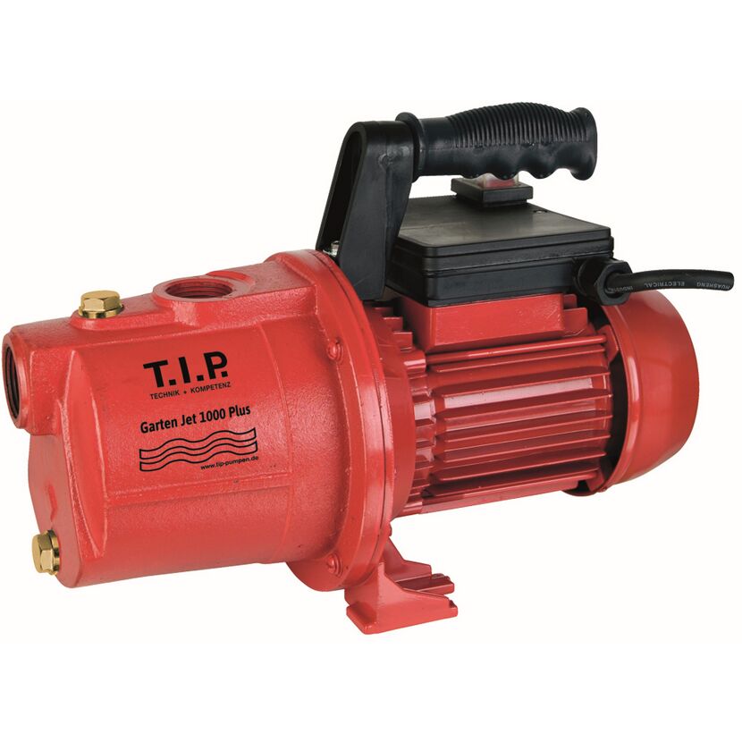 Rote Gartenpumpe mit Tragegriff