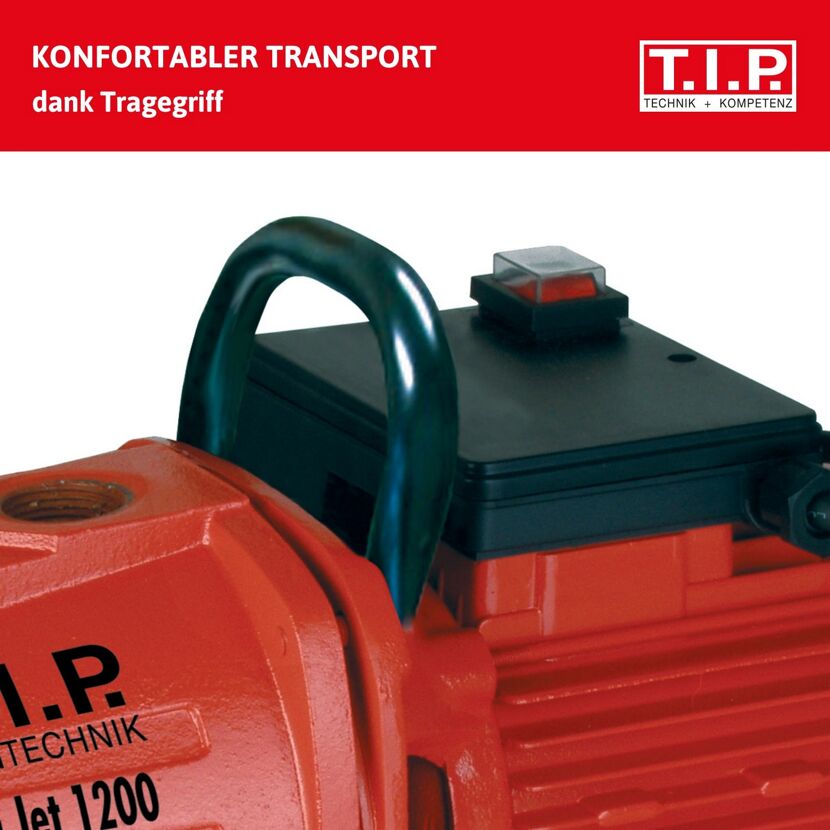 Rote Gartenpumpe T.I.P. mit Tragegriff