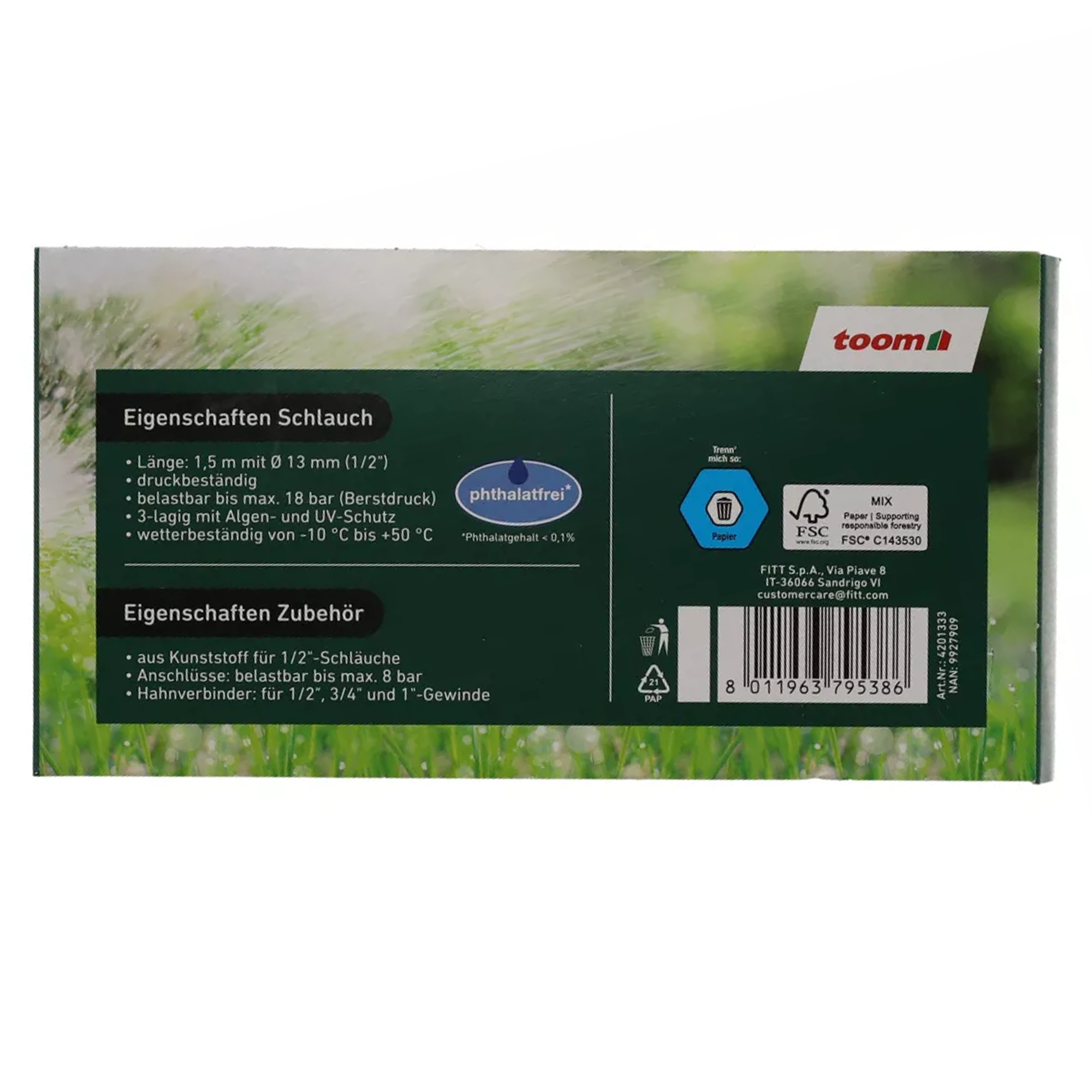 Anschluss-Schlauch-Set phthalatfrei Ø 13 mm (1/2"), 1,5 m, 3-teilig