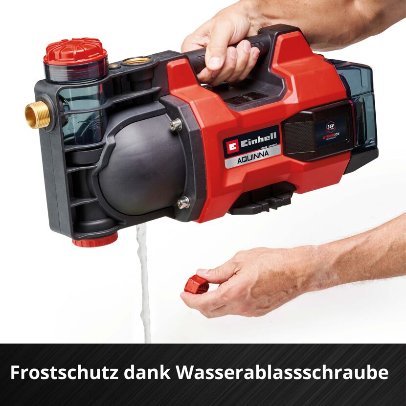 Akku-Gartenpumpe mit Wasserablassschraube