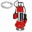 Rote Einhell Schmutzwasserpumpe mit Seil