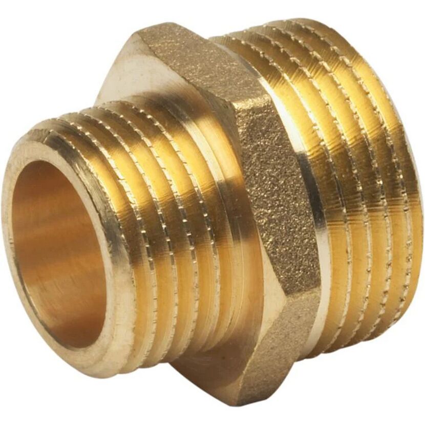 Messing-Gewindenippel 1"AG x 3/4"IG