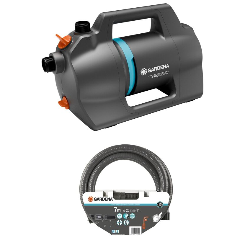 GARDENA 4100 Silent Gartenpumpe mit Saugschlauch