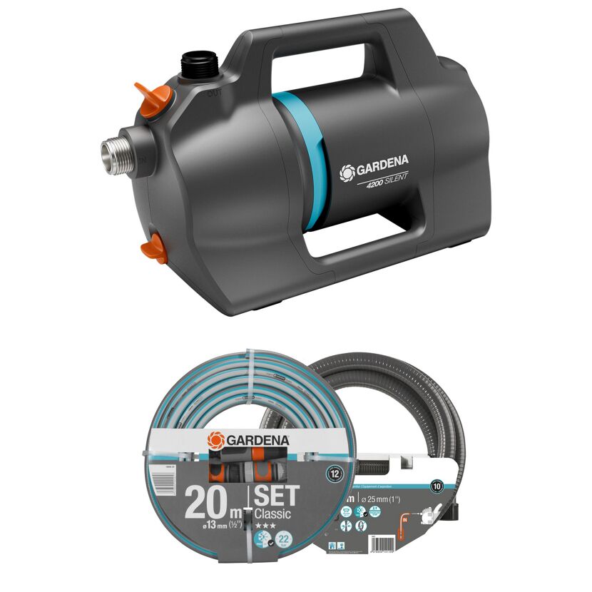 GARDENA 4200 Silent Gartenpumpe mit Schlauch