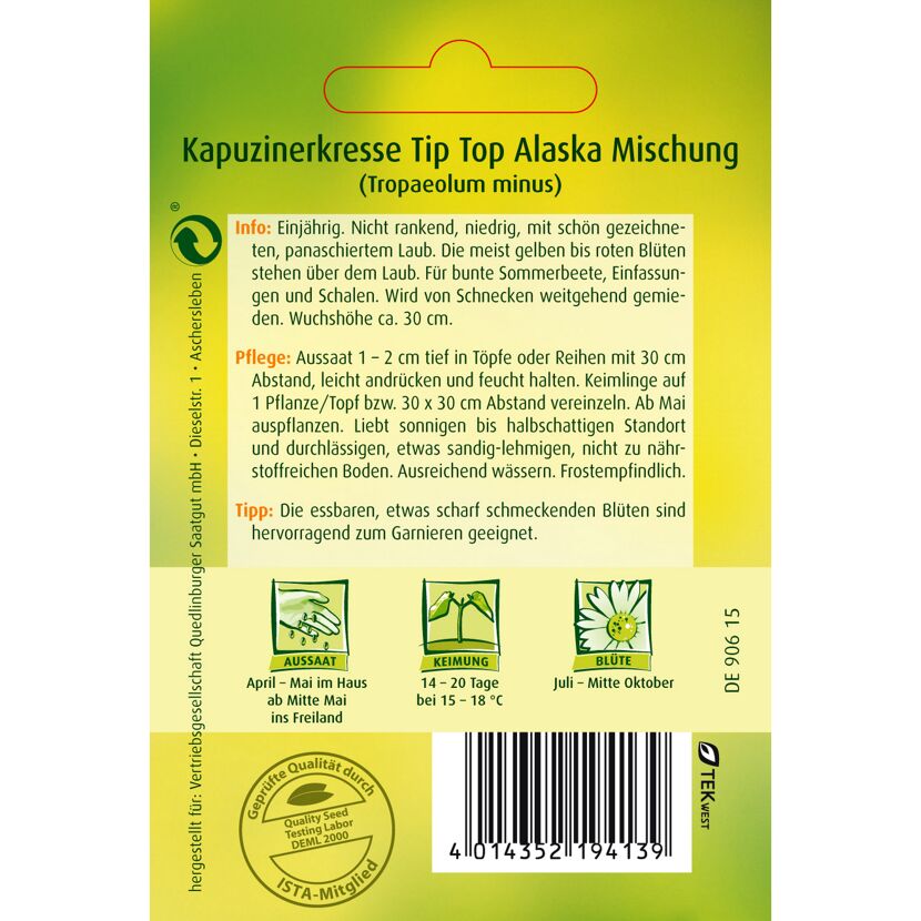 Kapuzinerkresse Tip Top Alaska Mischung