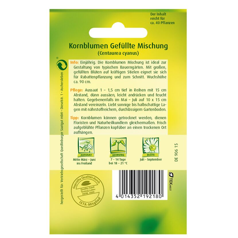 Kornblumen gefüllt, Mischung