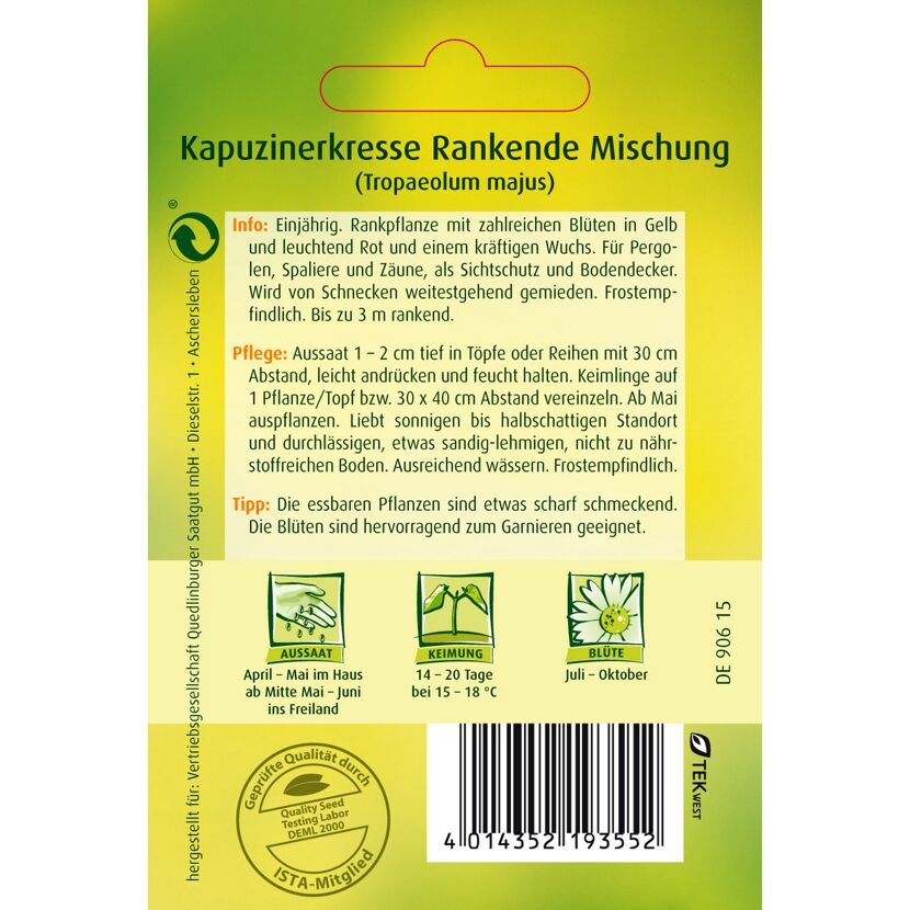 Samenpackung Kapuzinerkresse Rankende Mischung