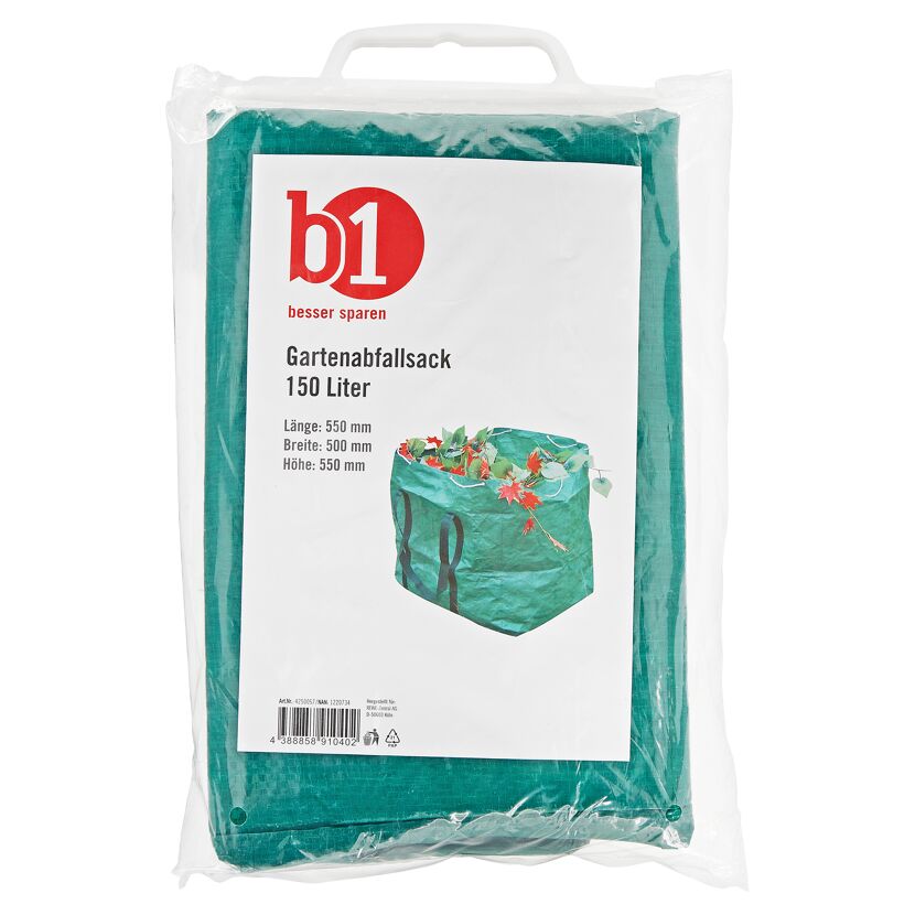Grüner Gartenabfallsack 150l in Verpackung