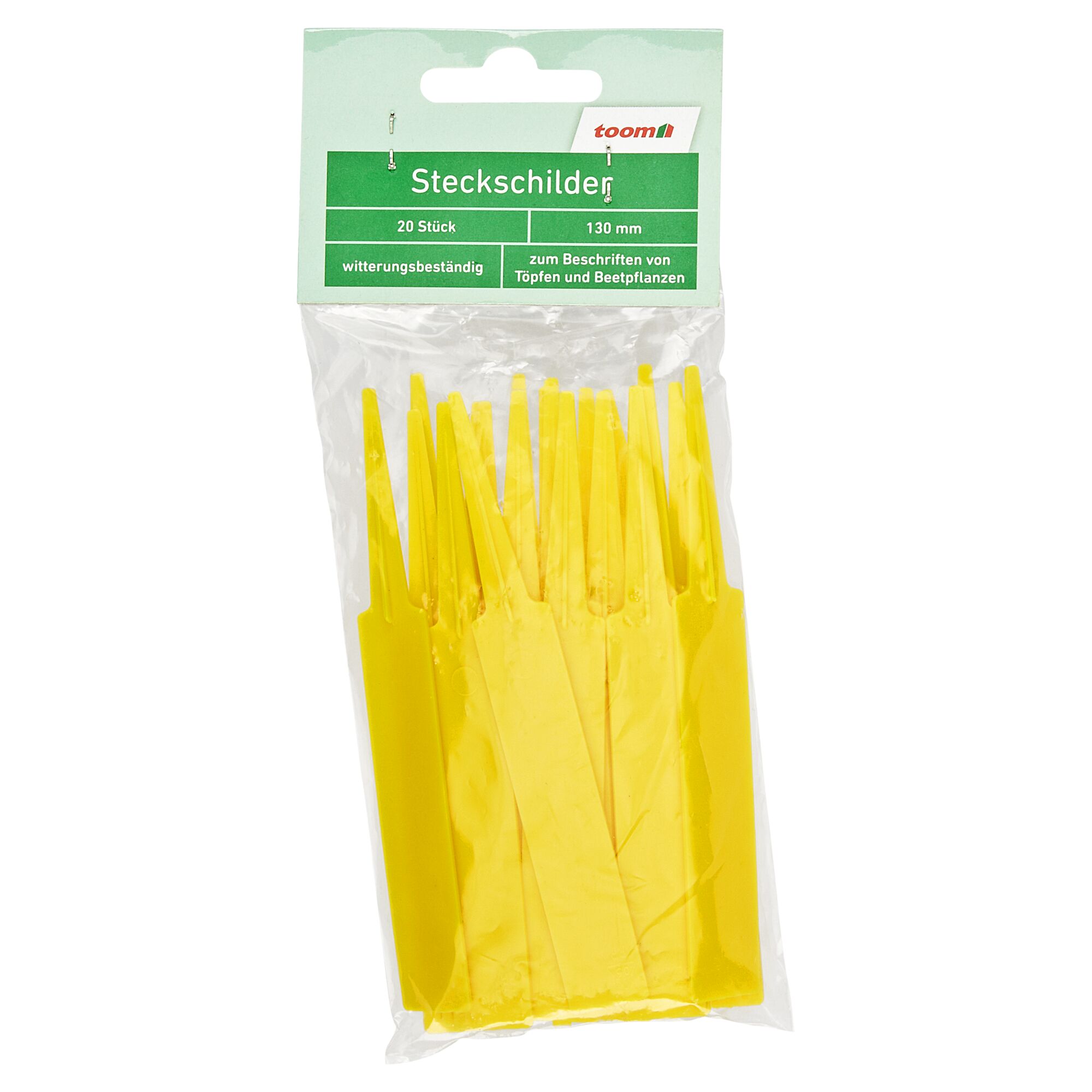 Gelbe Steckschilder im Verkaufsblister