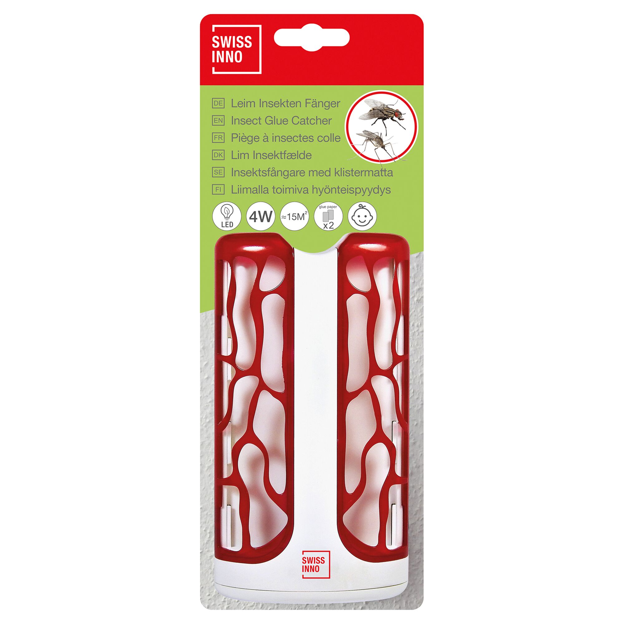 Zwei rote LED Insektenvernichter von SwissInno in der Verpackung