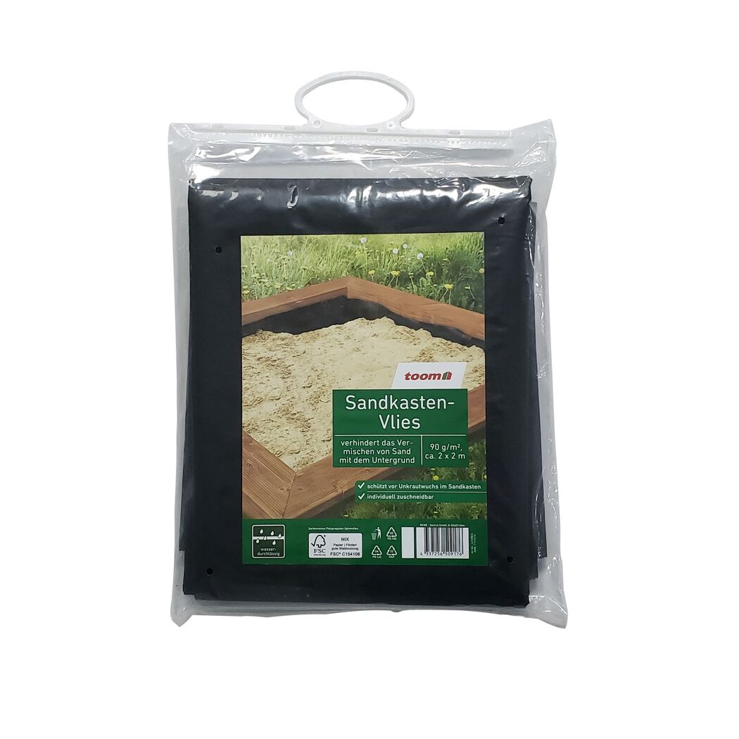 Schwarzes Sandkastenvlies in Verpackung