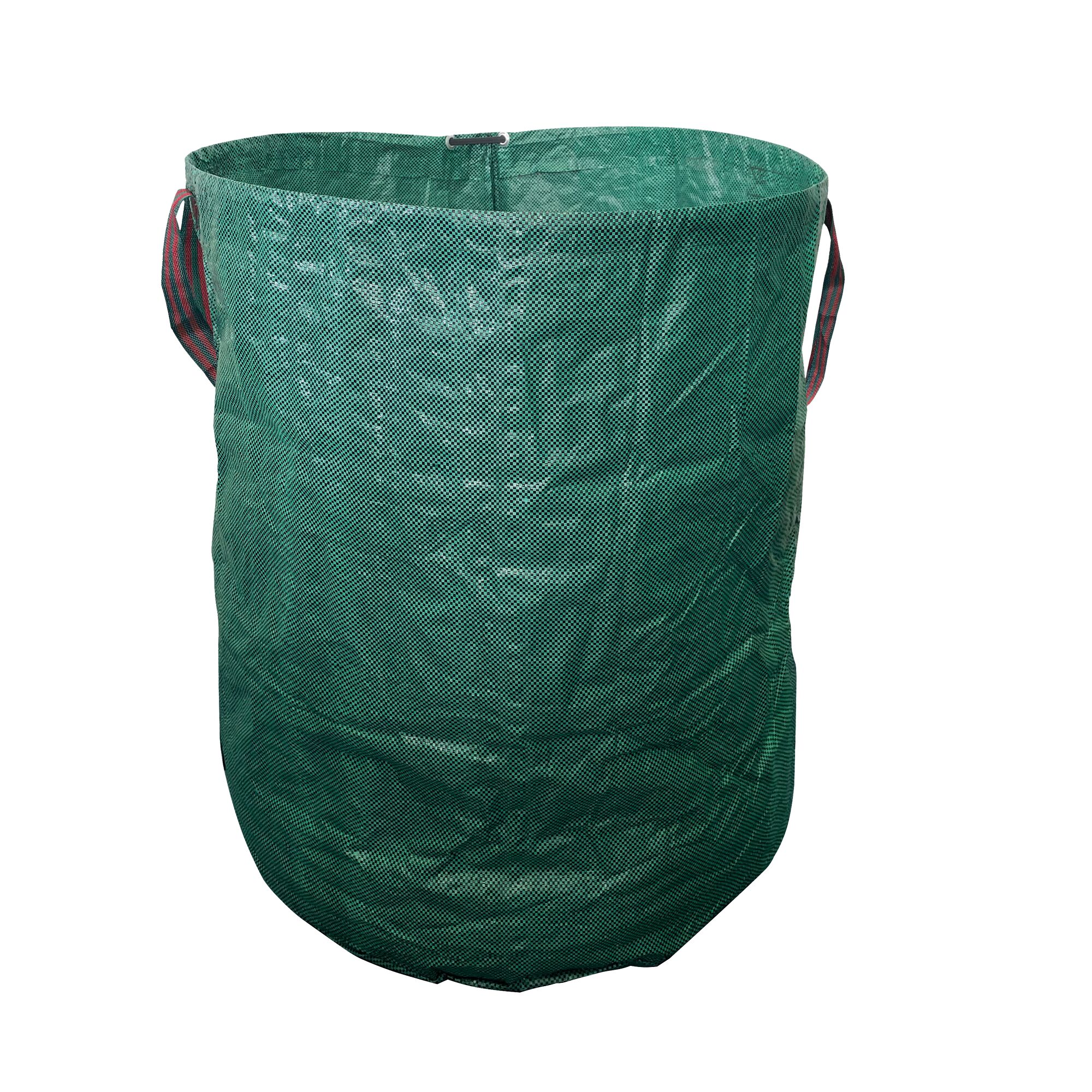 Grüner Gartenabfallsack mit roten Henkeln