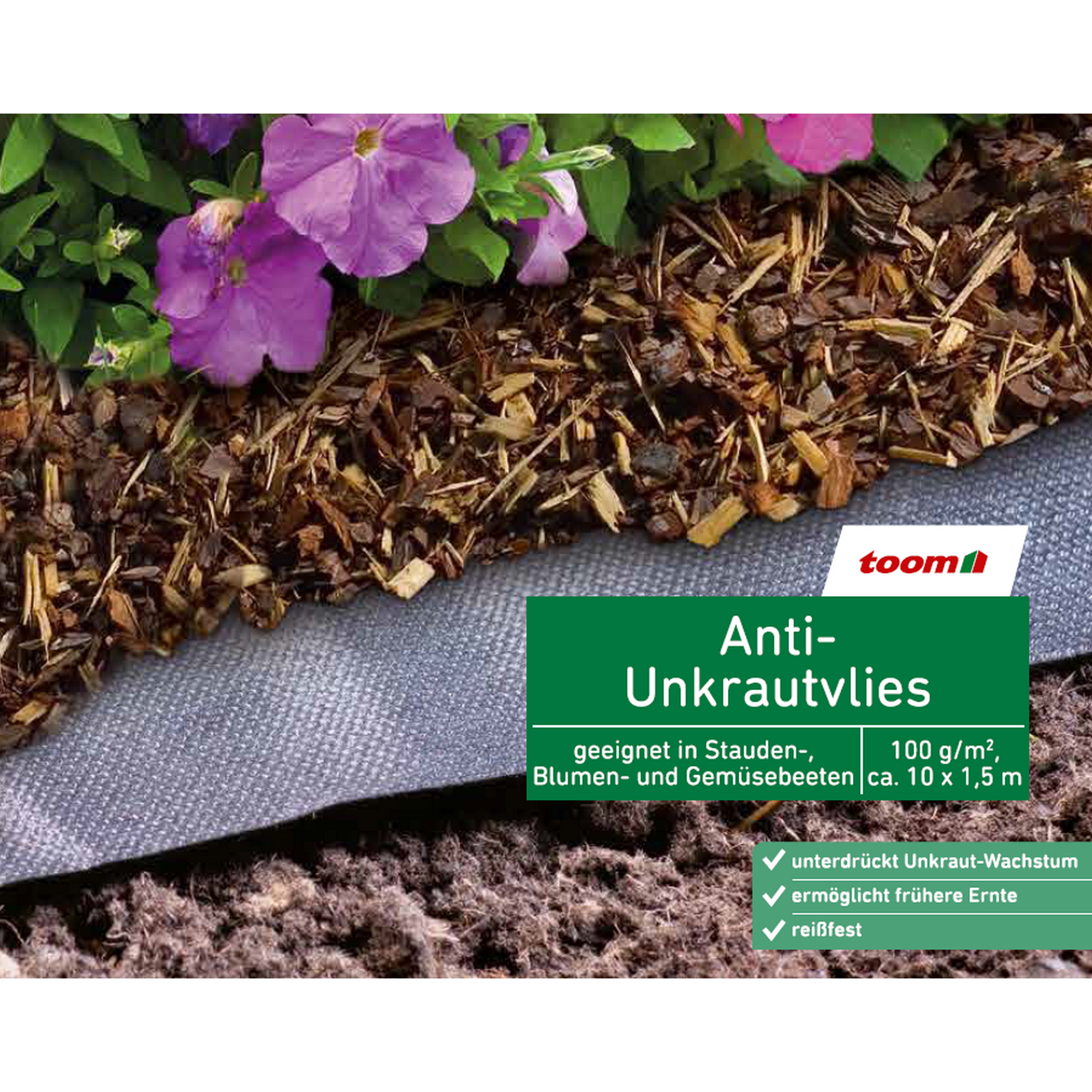 Anti-Unkrautvlies 100 g/m² schwarz 150 x 1000 cm