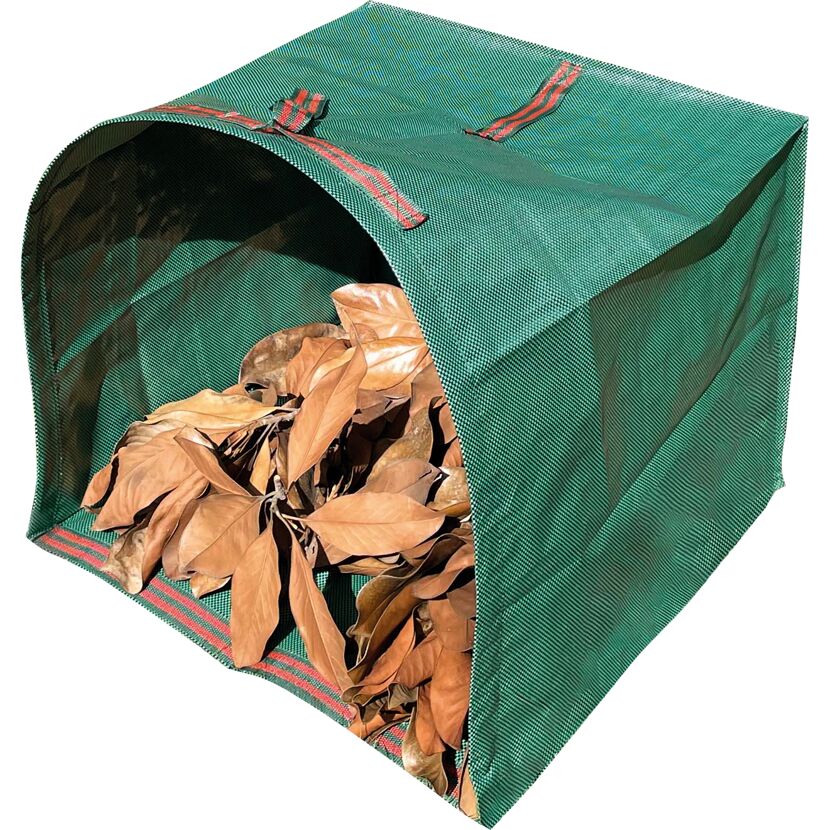 Grüner Gartensack mit Laub