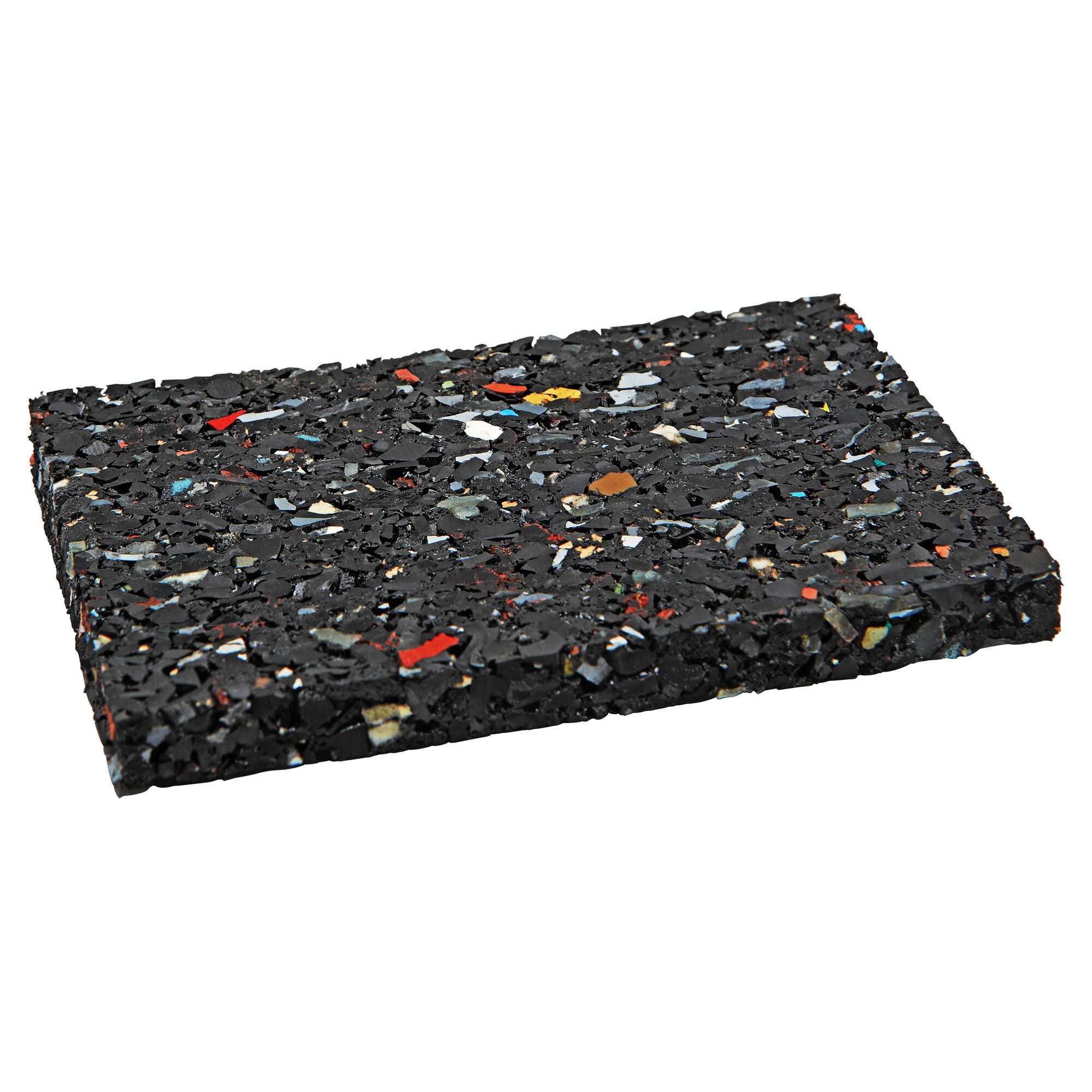 Schwarze Gummimatte mit bunten Sprenkeln