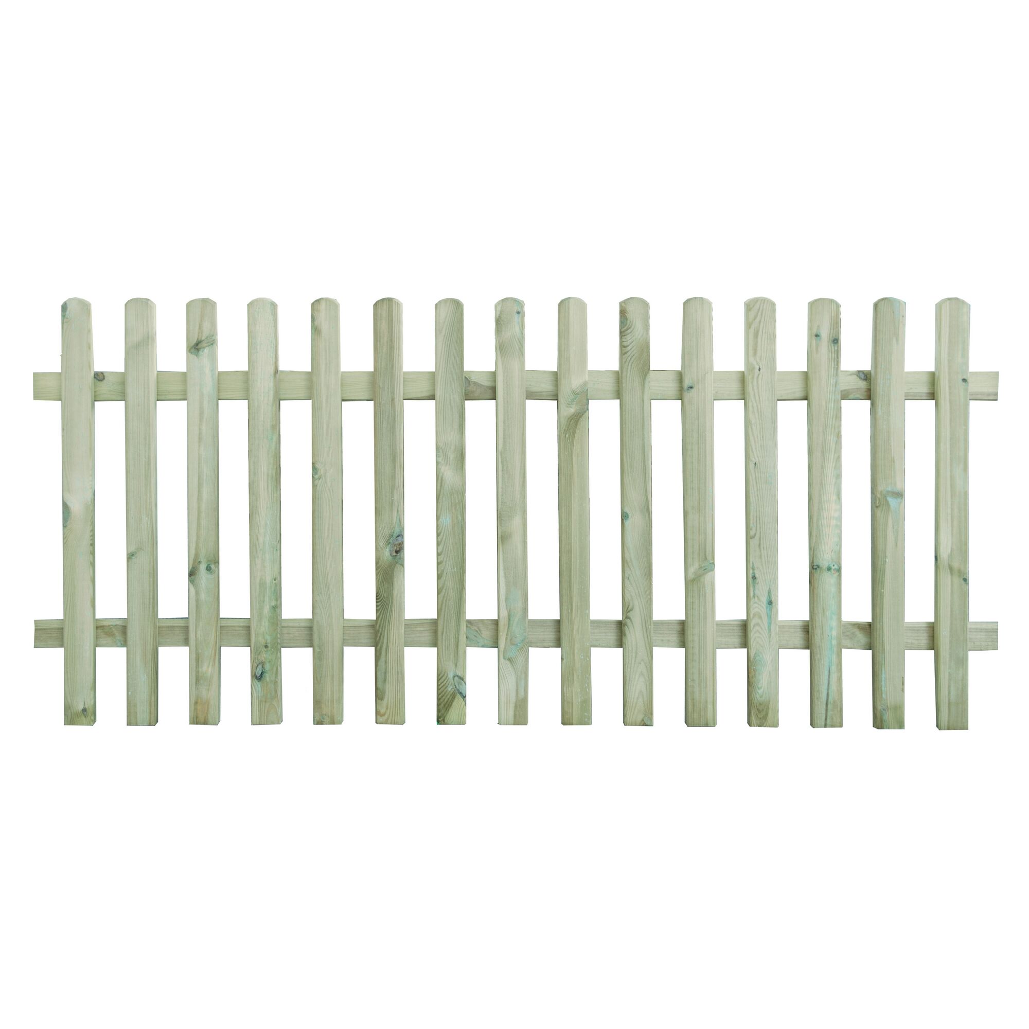 Grüner Holzzaun vor weißem Hintergrund