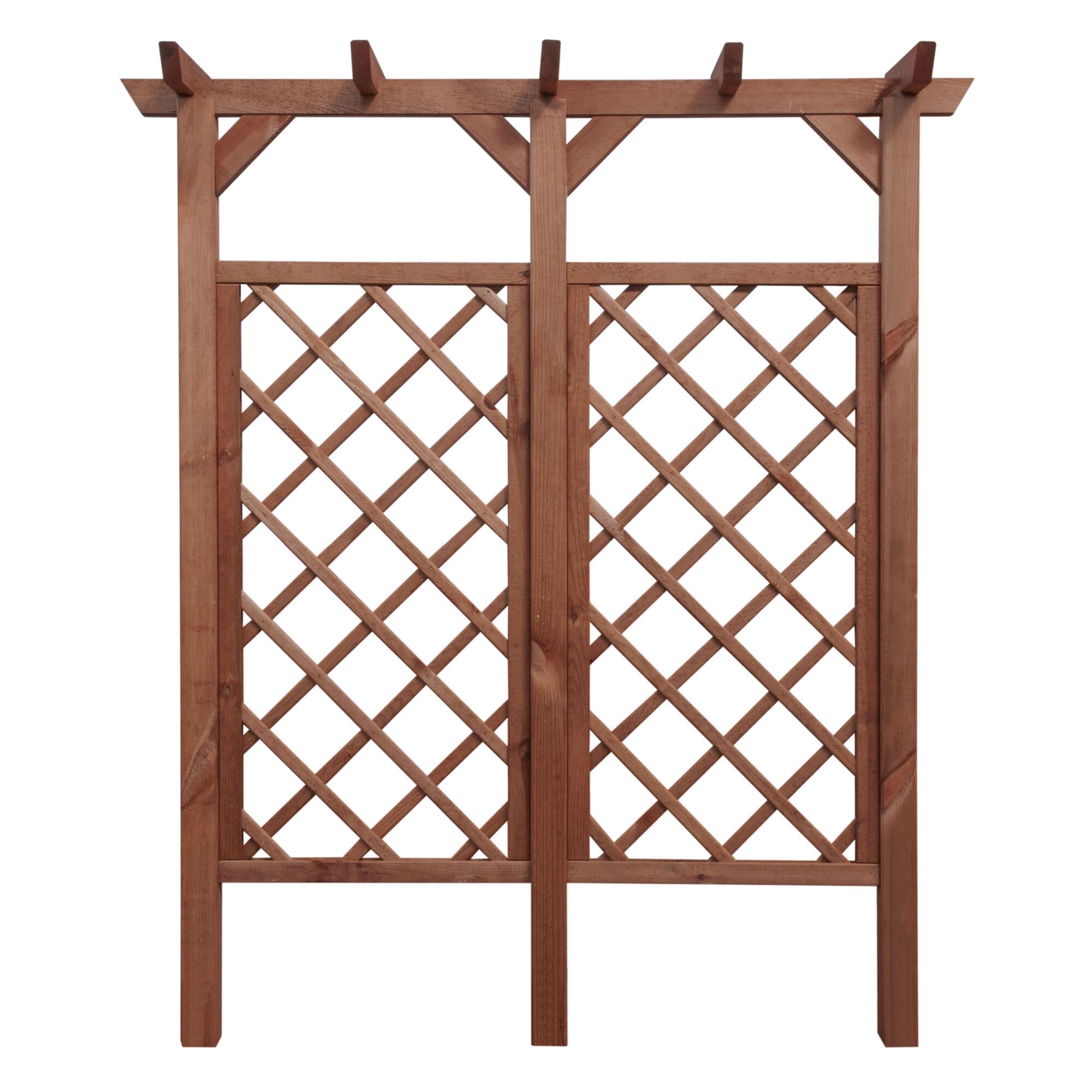 Braune Mini-Pergola mit Rankgitter