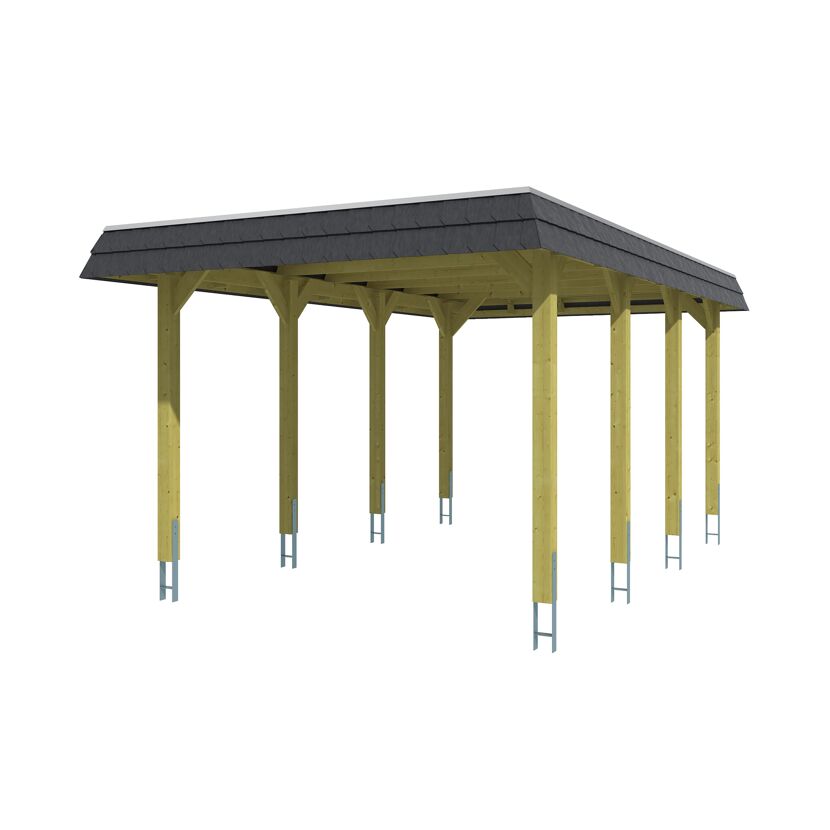 Einzelcarport 'Spreewald' 345 x 589 cm schwarze Blende KDI imprägniert