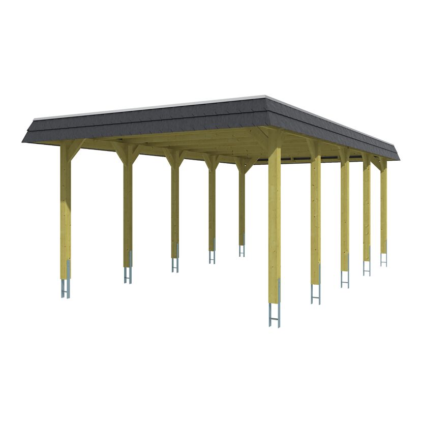 Einzelcarport 'Spreewald' 396 x 741 cm schwarze Blende KDI imprägniert