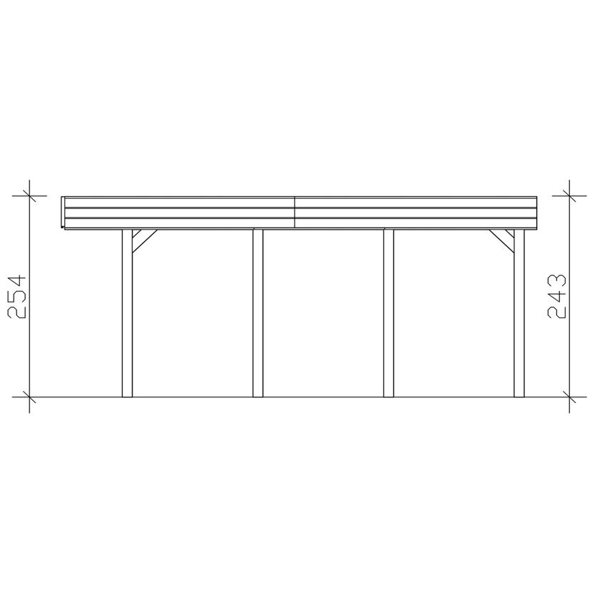 Zeichnung eines Carports Friesland mit Maßen