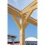 Holzkonstruktion eines Pavillons mit durchsichtigem Dach