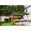 Doppelter Carport aus Holz mit zwei Autos