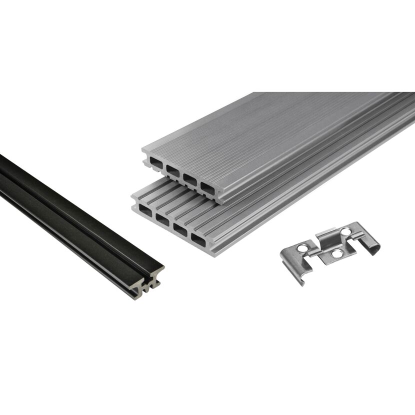 Terrassendielenpaket 'Kovalex' WPC grau 4000 x 3900 x 26 mm