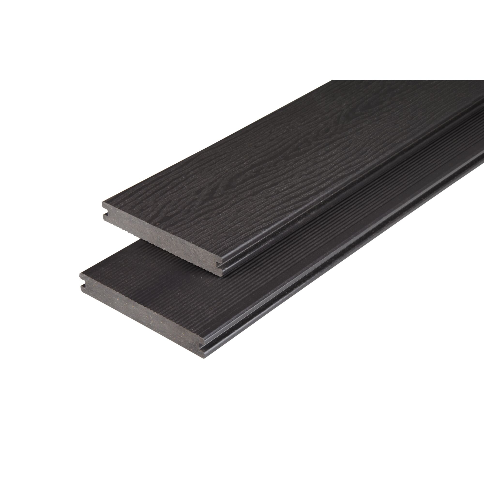 Zwei graubraune Terrassendielen